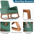 thumbnail image 2 of VINGLI Rocking Chairs for Nursery, Green Glider Mid Century Rocking Chair for Toddler Creamer Solid Wood Rocker, 2 of 8