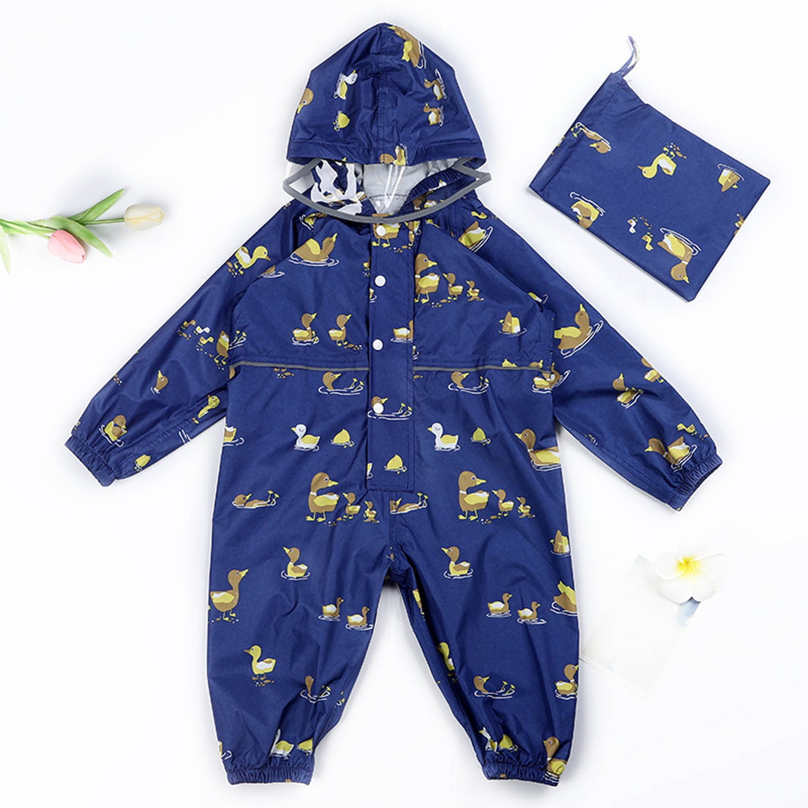 Rain Suit Kids Kids Toddler Waterproof Rain Suit Fashion Prints Lightweight Hooded One Piece Rain Suit Outdoor Rainwear Blue 2 Years-3 Years