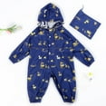 thumbnail image 2 of Rain Suit Kids Kids Toddler Waterproof Rain Suit Fashion Prints Lightweight Hooded One Piece Rain Suit Outdoor Rainwear Blue 2 Years-3 Years, 2 of 6