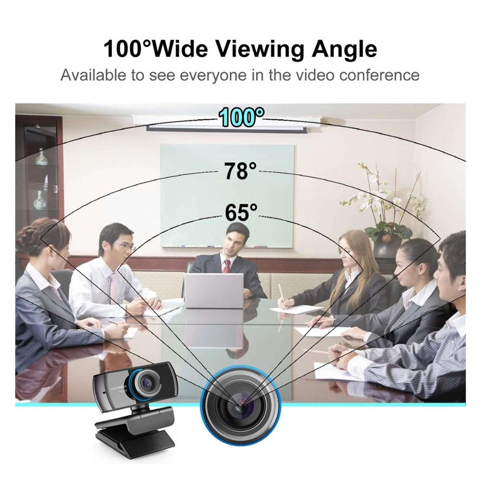 1080p Hd Webcam With Microphone 100°Wide Angle Video Conferencing Live Streaming Free Drive For Conferencing, Live Streaming, Recording ,HD Video