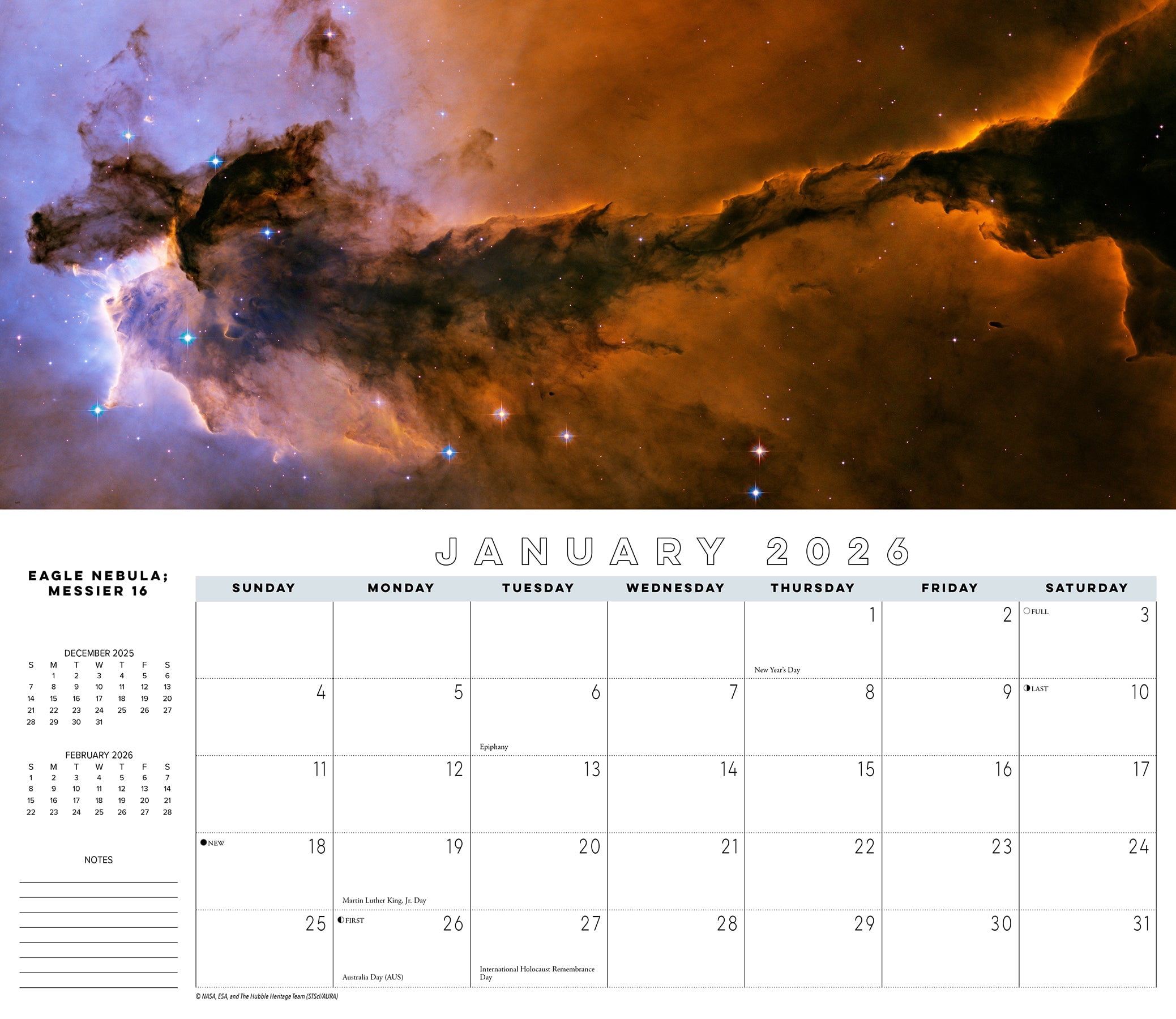 Astronomy 2026 Panoramic Wall Calendar