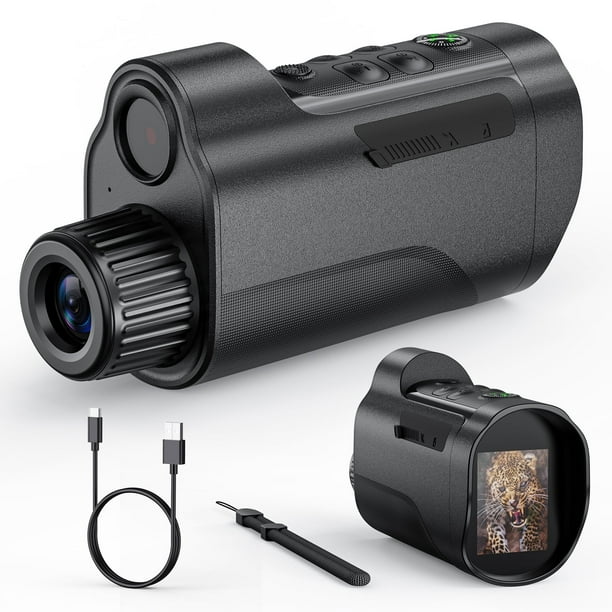 BEBANG 10X Night Vision Monocular, 1080P Monocular por Infrarrojos con Pantalla HD de 2", Batería Recargable de 2200 Mah, 32 GB