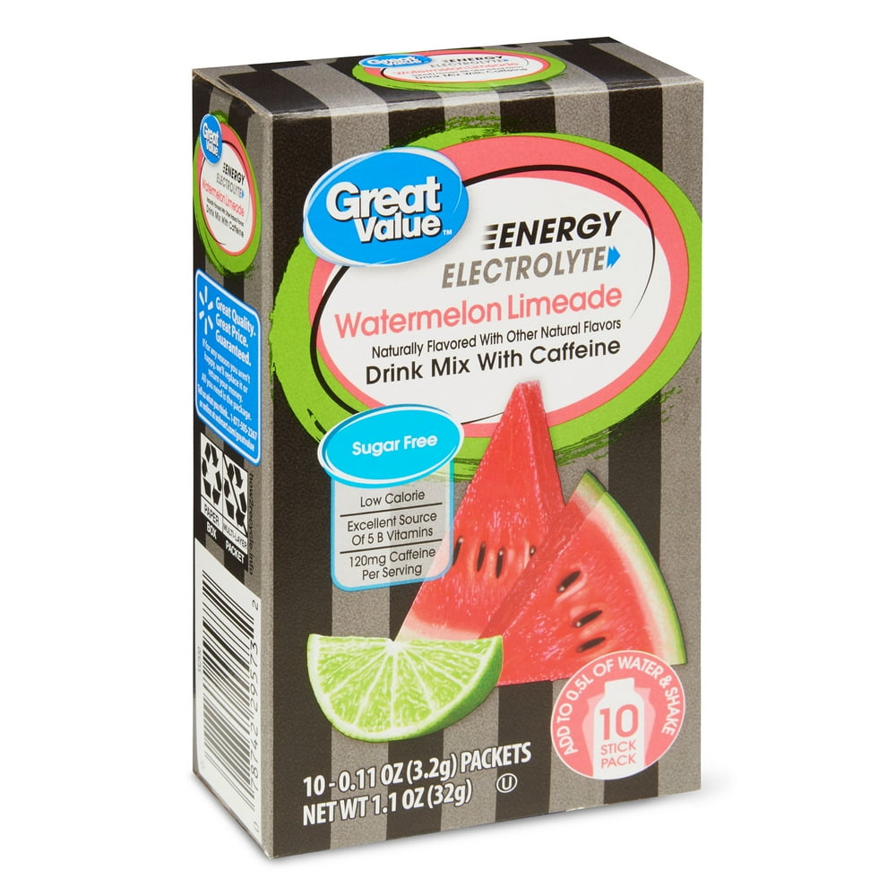 Great Value SugarFree Energy Electrolyte Watermelon Limeade Drink Mix