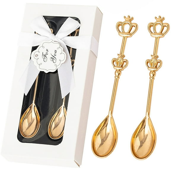 Lubelski 10Pcs Crown Drinking Spoon Set Elegant Wedding Gift Tea Party Souvenir Creative Novelty Crown Coffee Spoons