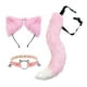 thumbnail image 2 of 3 piezas de orejas y cola de animales para disfraz de fiesta elegante, orejas de peluche, diadema para el cabello para baile de graduación Rosa Blanco, 2 of 9