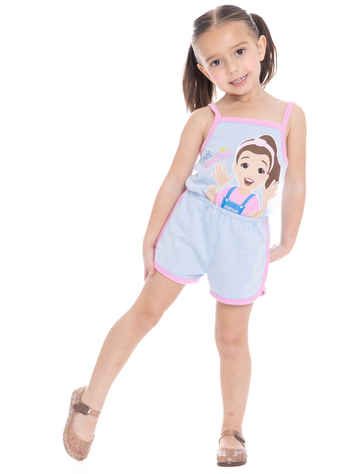Ms. Rachel Toddler Girls' Sleeveless Graphic Romper, Sizes 12M-5T