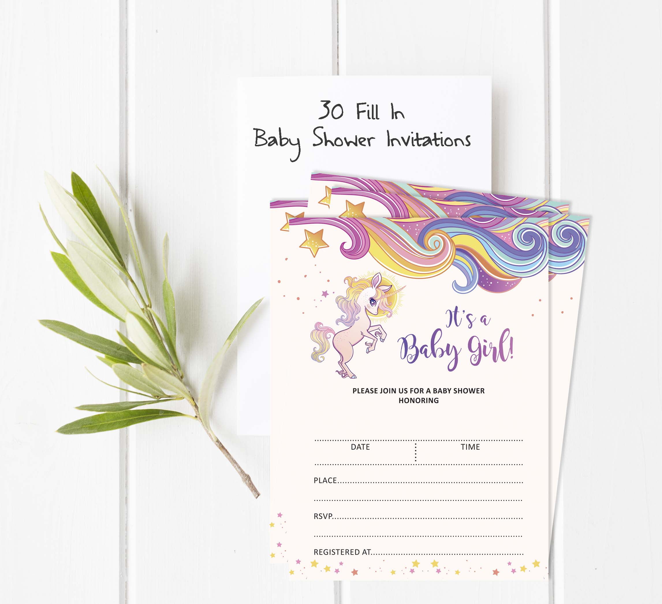 Inkdotpot Set Of 30Unicorn Baby Shower Invitations-Diaper Raffle Tickets And Baby Shower Book Request Cards Jungle Animals Invites Its A Boy Its A Girl