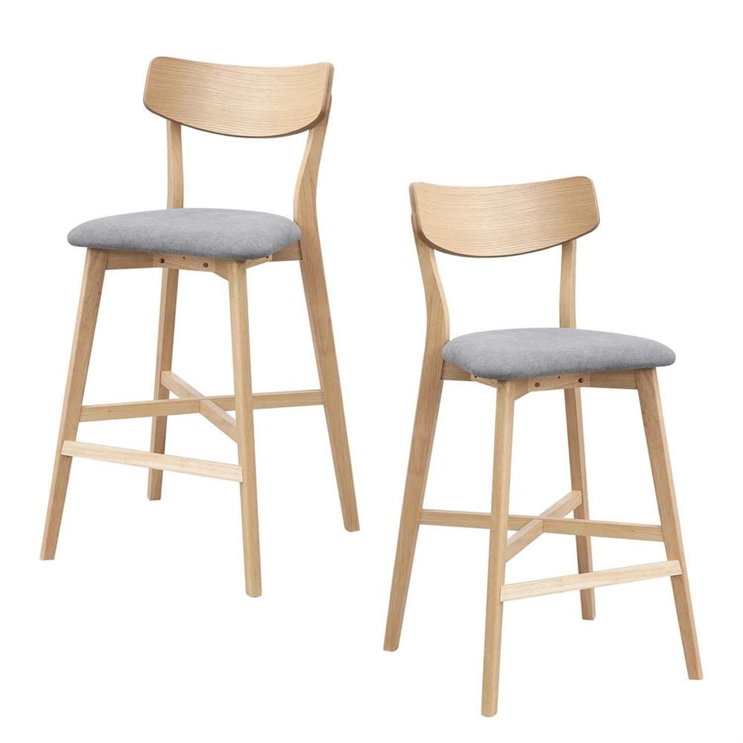 Demi Bonn 41" Counter Height Bar Stools Set of 2, Soft Upholstered Barstools with Back, Kitchen Island Countertop Chairs for Dining Room, Beige