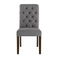 thumbnail image 5 of Weston Home Lottie Chic Gray Linen Button Tufted Dining Chair (Set of 2), Brown wood finish, 5 of 8