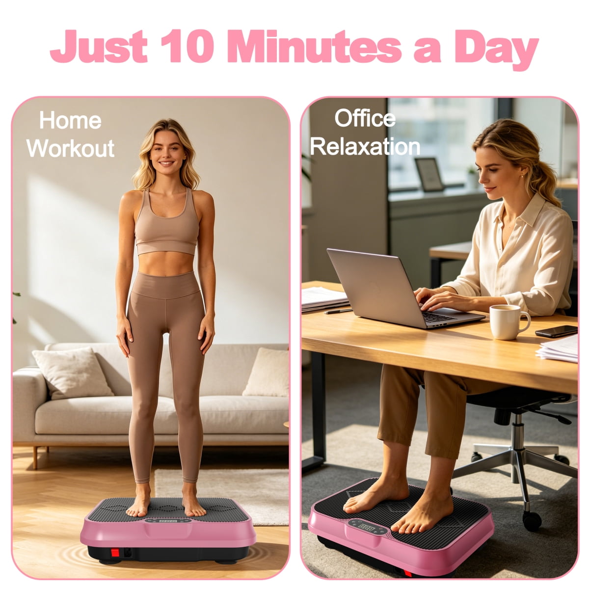 Vibration Plate Exercise Machine, Whole Body Workout Platform with Remote Control, Resistance Bands, Vibration Platform for Home Gym