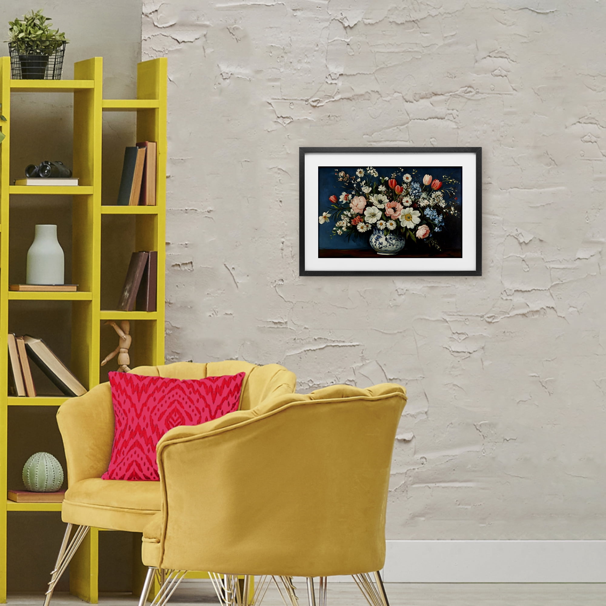 Stupell Industries Colorful Bouquet in Vase Black Framed Print Under Glass, design by Petal Prints Design