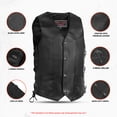 thumbnail image 3 of Daniel Smart Leather Vests for Kids Premium Cowhide Black Leather Vest with Unique V-Neck Design & Multiple Pockets, 3 of 6