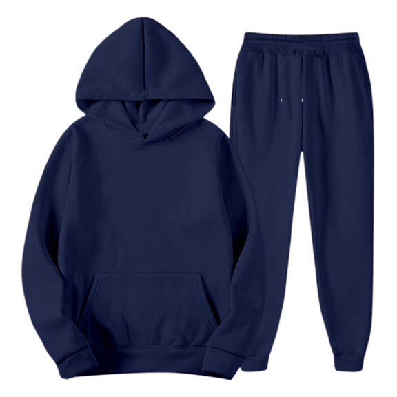 Men's Hoodie Tracksuit Sweatsuits Set 2 Piece Hooded Sweatshirts and Sweatpant Sets Color Navy Size S