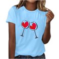 thumbnail image 1 of Diufon Hauts de la Saint-Valentin pour Femmes Décontracté Manches Courtes Col Rond Pull Chemise Imprimé Graphique Mignon Tendance, 1 of 5