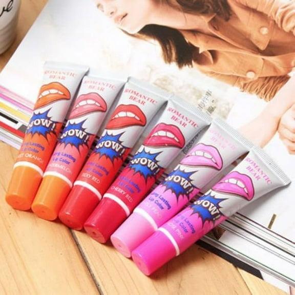 6Pcs Tattoo Magic Color Peel Off Mask Tint Long Lasting Waterproof Lip Gloss