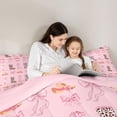 thumbnail image 5 of jejeloiu Chic Cow Cowboy Boot 7-Piece Twin Bedding Sets Kids,Pink Cute Bow Bedding Comforter Set For Girls,Reversible, 5 of 7