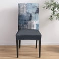 thumbnail image 4 of Dining Room Chair Covers Stretch Parsons Chair Slipcovers Set of 6 Abstract Oil Painting Geometric Blue Gray Removable Seat Chair Cover Protector for Kitchen/Hotel/Wedding, 4 of 6