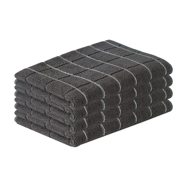 yulier 4 Pack Kitchen Dish Towels, Super Soft Absorbent Quick Drying Dish Cloths, Hand Towels, Microfiber Kitchen Towels Dishcloth Set for Drying Dishes, Tea Towels, 26 x 18 Inch, Black