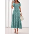 thumbnail image 3 of PRETTYGARDEN Women's Summer Boho Maxi Dresses Floral Short Sleeve Square Neck Smocked Flowy Long Dress Vacation Outfits, 3 of 10