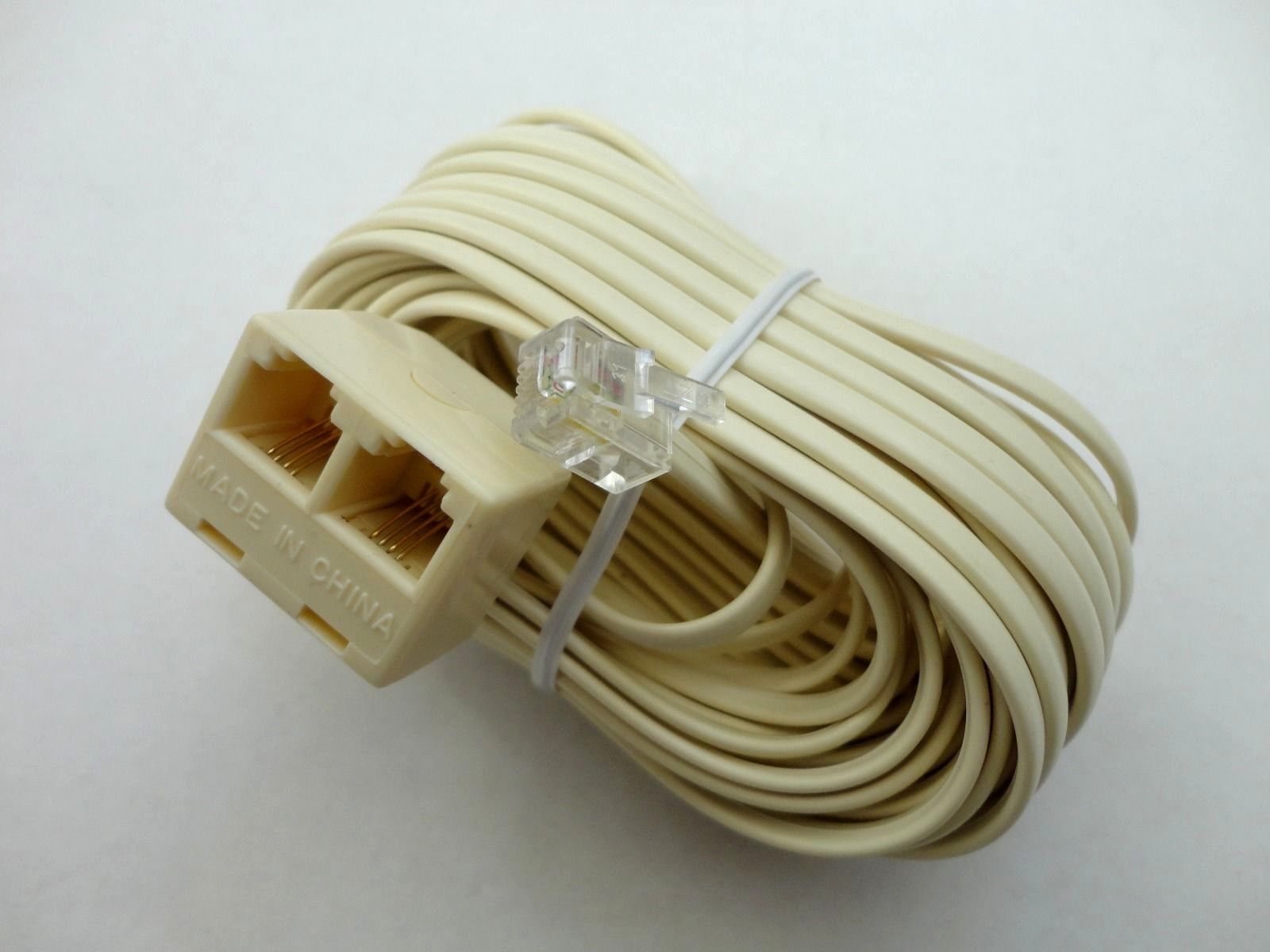 25ft. Modular Plug to Double Jack Extension Telephone Flat Line Cord
