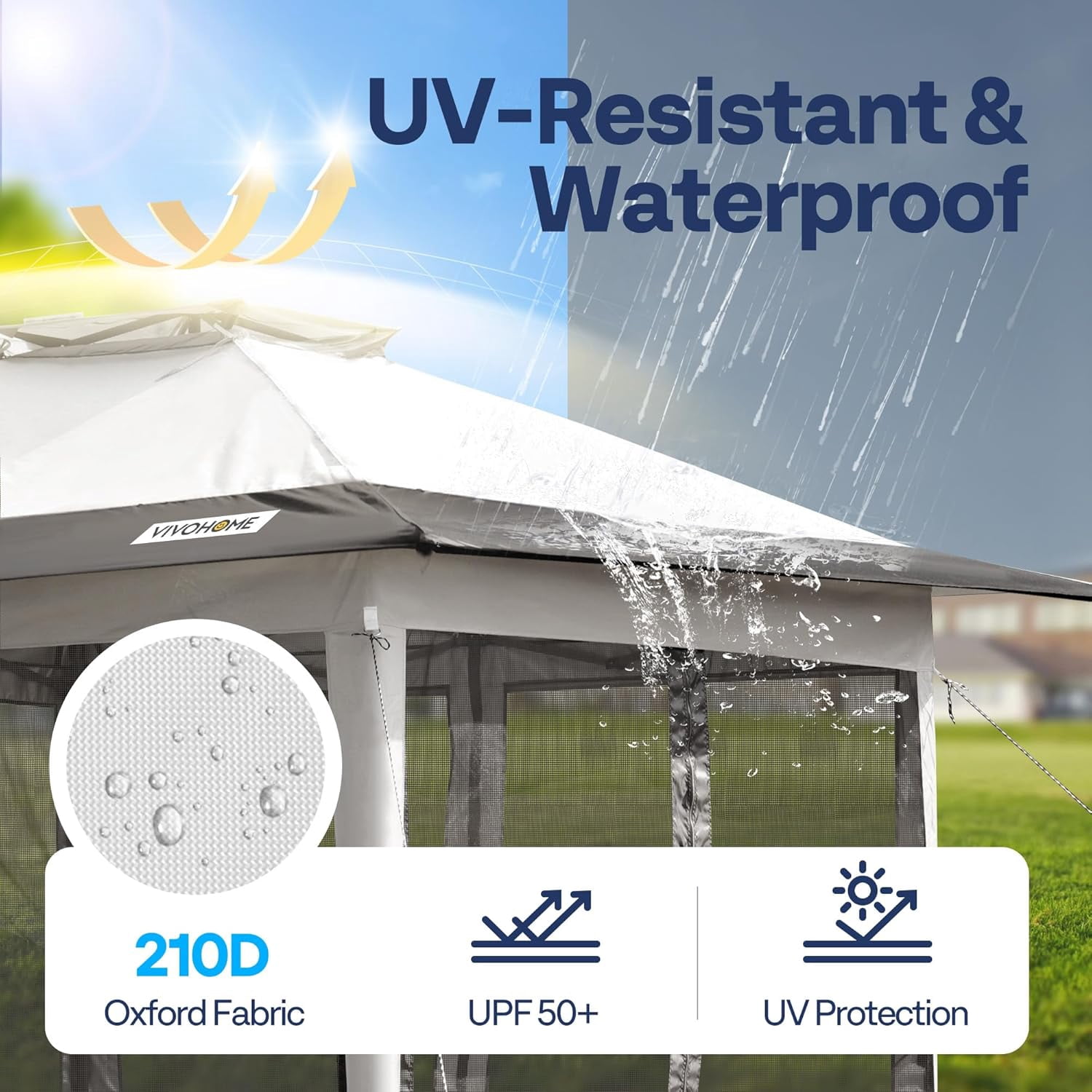 SPECSTAR Pop Up Gazebo 10x10ft Outdoor Canopy Tent with Mosquito Netting & 2 Tiers Roof for Patio Garden Backyard, Beige