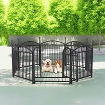 Demi Bonn Dog Playpen for Indoor, Yard, RV Camping, 24" 8 Panels Dog Fence for Puppy and Small Dogs, Outdoor Foldable Pet Exercise Pen with Doors, Black
