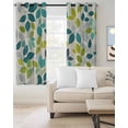 thumbnail image 2 of Teal Green Leaves Blackout Curtains for Bedroom Living Room Darkening Curtains 84 Inch Length 2 Panels Set Summer Botanical Pastoral Rustic Window Curtain Window Treatment Grommet Drapes 42"x84", 2 of 9