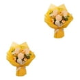 thumbnail image 3 of maskred Specially Designed Flower Shape For Gifting Eternal Flowers Same Color Packaging Paper Is Full Of And Aesthetics Yellow yarn bouquet 2Set, 3 of 6