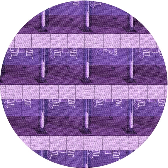 Ahgly Company Indoor Round Patterned Heliotrope Purple Area Rugs, 7' Round