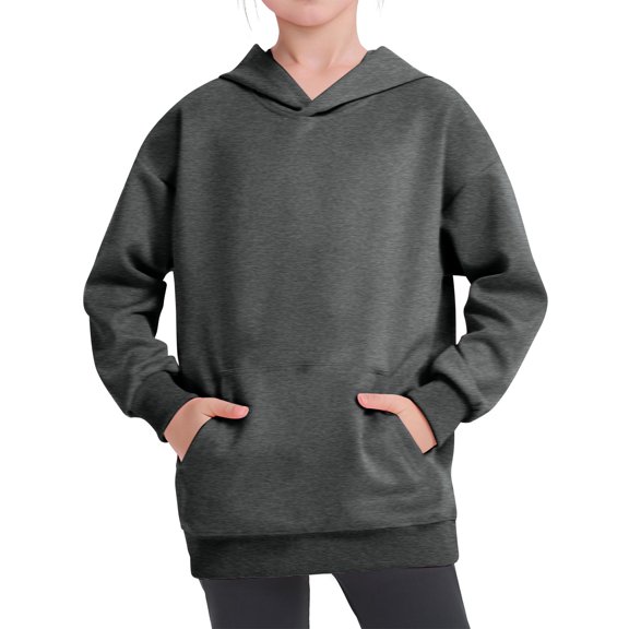 Grblisyd Girls Boys Hoodie Kids Fashion Casual Long Sleeve Solid Color Pullover Sweatshirt with Pocket 10-12Y