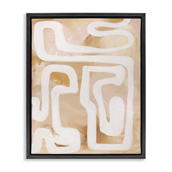 Stupell Industries Southwestern Muted Abstract Squiggle Black Floating Frame Canvas Art, 17 x 21, by Design Fabrikken