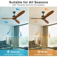 DingLiLighting 52" Wood Ceiling Fan No light with Remote 3Blade Modern