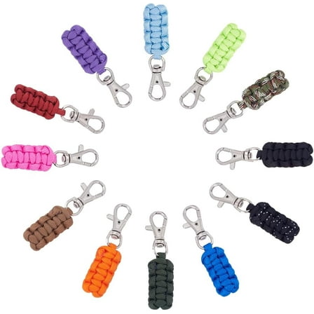 12 Pcs 12 Colors Paracord Zipper Pulls Replacement Zipper Pulls Tab Universal Zipper Repair Kit Hand Woven Zipper Pull Rope