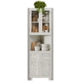 thumbnail image 4 of DEXTRUS 67" Tall Corner Stoarge Cabinet 2 Glass Doors & 2 Carved Doors, Corner Kitchen Buffet Cabinet for Living Room, Bathroom, Kitchen, White, 4 of 10