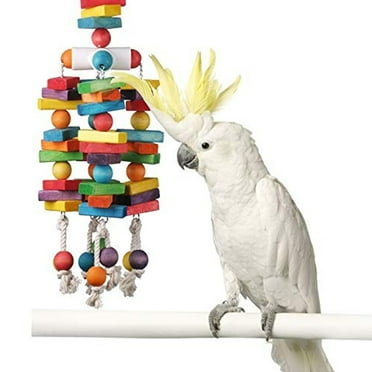 Super Bird Creations SB478 XL 4 Way Play Bird Toy - Colorful Wooden Blocks, Ringing Bell, and Bird Swing - Perfect Chew Toys for Macaws Parrots & Amazons - Ideal for Large to Extra Large Birds