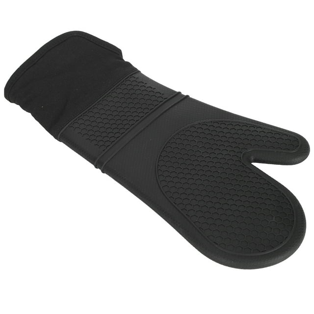 Cooking Gloves, Silicone Anti Slip Oven Mitts Durable For Baking For Cooking Black