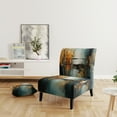thumbnail image 2 of Designart "Blue Orange Bold Energy I" Chaise d'Appoint Abstraite Collages Turquoise - Fauteuil Moderne pour Salon, 2 of 7