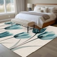 thumbnail image 4 of Teal Tulip Large Area Rugs 8x10 ft Minimalist Modern Flower Art Linen Background Washable Rug Non Slip Indoor Carpet Absorbent Floor Mat for Living Room Bedroom Dining Room, 4 of 9