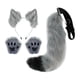 thumbnail image 5 of Ears and Tail Set Plush Wolf Ears Hair Clip con guantes, disfraz de felpa para adultos Hair Hoop para baile, baile, regalos divertidos Dress Gris Sunnimix Cola de disfraz, 5 of 8