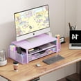 thumbnail image 5 of Sparklane - Desk Organizers and Accessories, 2-Tier Computer Monitor Stand Riser with Drawer and 2 Pen Holders, Laptop Stand, Office Desk Accessories for Office Supplies, Purple, 5 of 13