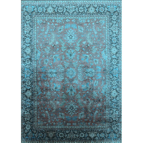 Ahgly Company Indoor Rectangle Oriental Light Blue Industrial Area Rugs, 2' x 3'