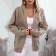 thumbnail image 6 of CheerKidz Women Large Pocket Long Striped Color Blocked Cardigan Sweater Jacket Casual 3/4 Sleeve Pullover Printed Stylish Fashion Summer Blouse Lightweight Soft(Khaki#1,XL), 6 of 9