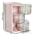 thumbnail image 3 of Rotating Covered Plastic Desk Organizer 7.1×5.3×3.9In, Multi‑Tier Storage Box for Makeup Pens Small Items Home Office, Pink, 3 of 8