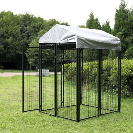 Jaxpety Outdoor Dog Kennel Steel Wire Cage Pet Pen Sun Cover Shade Run (Best Material For Dog Run)