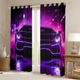 thumbnail image 2 of Castle Fairy Neon Sports Car Curtains Pack of 2 (42x84 Each) for Teens, Purple City Glow Curtains Blackout for Bedroom, Purple Black, 2 of 6
