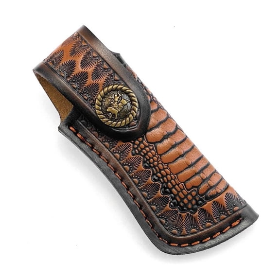 Authentic Leather Folding Cutter Sheath Ergonomic Belt Clip Easy Draw Functionality