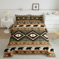 thumbnail image 2 of jejeloiu Rustic Western Aztec Full Size Comforter Sets,Jungle Animal Bear Bedding Comforter Set,Green Brown Rhombus Bedding Sets For Men Women,Luxury Bedroom Decor Reversible,3pcs, 2 of 8