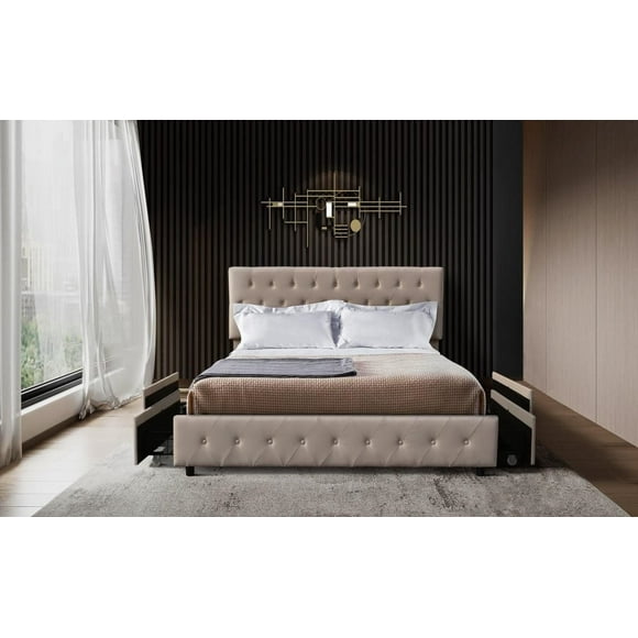 Mason Twin Platform Storage Bed, Beige