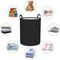 thumbnail image 5 of Black Leopard Print Laundry Hamper Bag With Waterproof Liner - Round Laundry Basket Foldable Clothes Storage Organizer For Bathroom Bedroom Nursery Dorm, 5 of 10