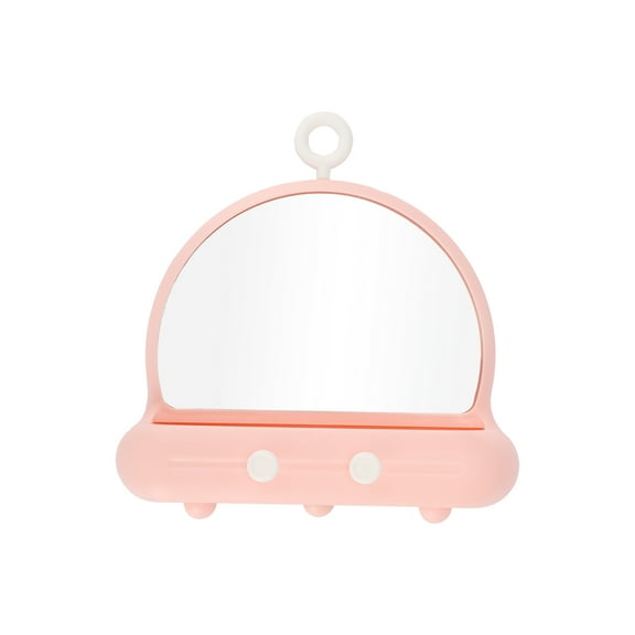 1 Pc Women Convenient Desktop Cosmetic Mirror for Business Travel Vacation Pink Plastic Silver Mirror